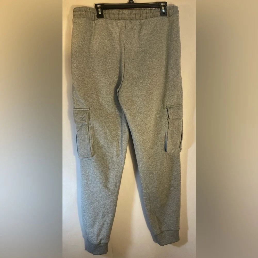 Blue Ice Men’s‎ Heather Gray Cargo Fleece Sweatpants Jogger Ribbed Cuff Size XL